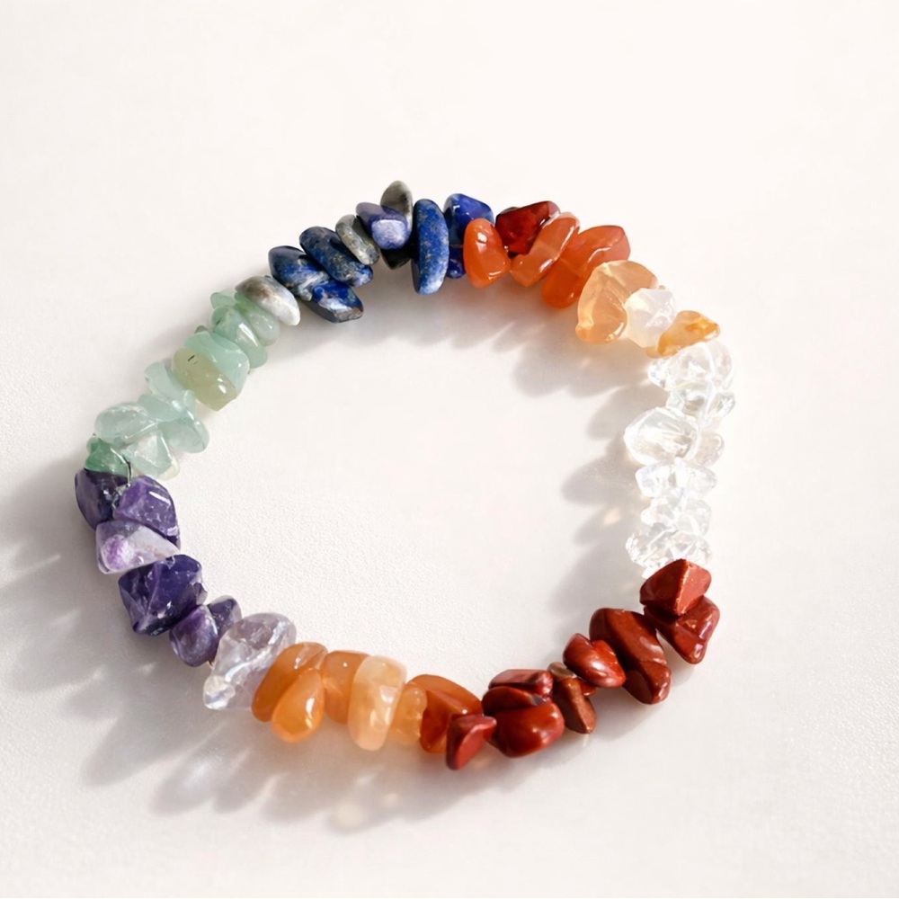 Natural Gemstone Chip Bracelet – Multi‑Color Healing Energy